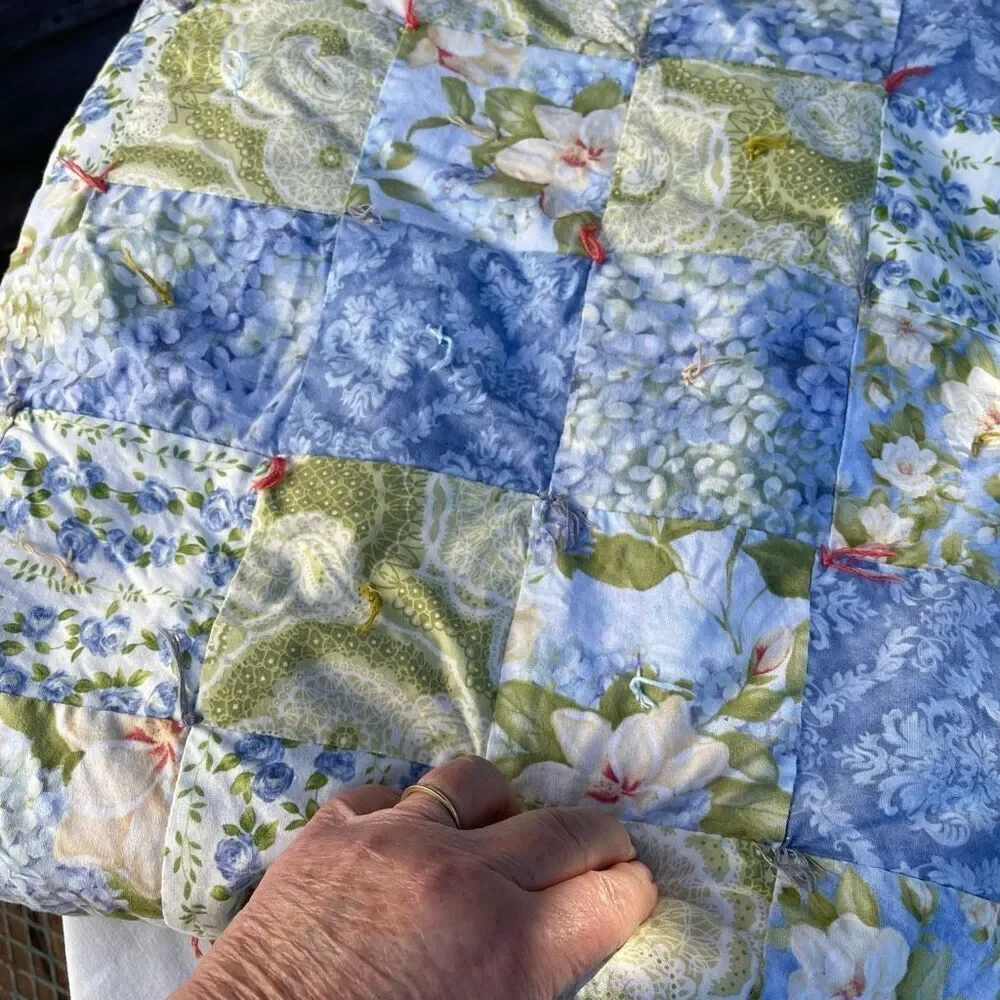 Handmade baby or lap blanket . Patchwork quilted